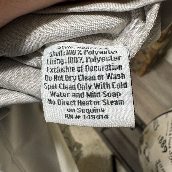 Johnny Was Silver Sequin Cocktail Mini Formal Dress Size 12 Flutter Sleeve Glitz - Picture 11 of 13